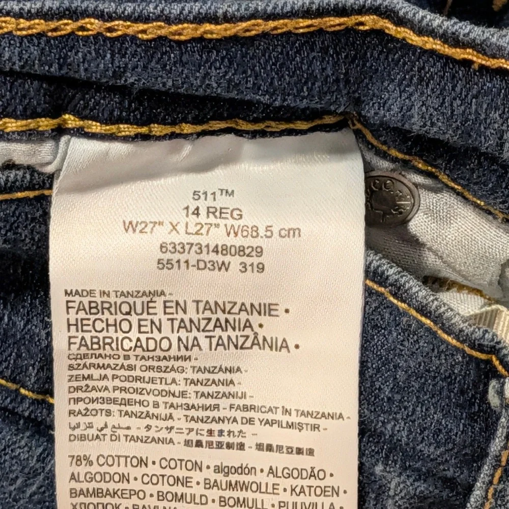Levis 511 Slim Fit Dark Wash Denim Jeans W27 L27 Blue 5511-D3W 319